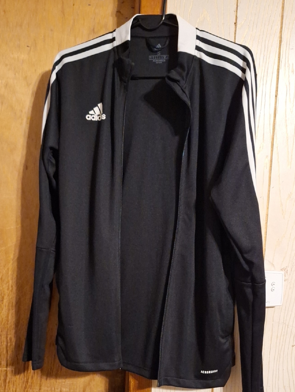 Men's adidas Black Jacket with White Shoulder Stripes
